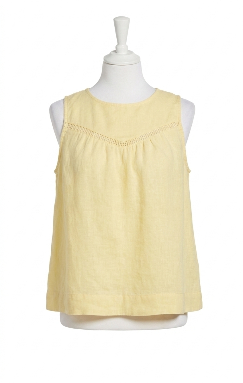 NEW BELLA DAHL sleeveless trimmed yoke seam top in lemon drop